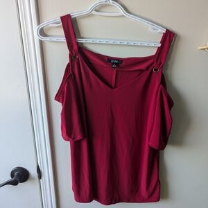 NWOT AUW Women's Red Cold Shoulder Top